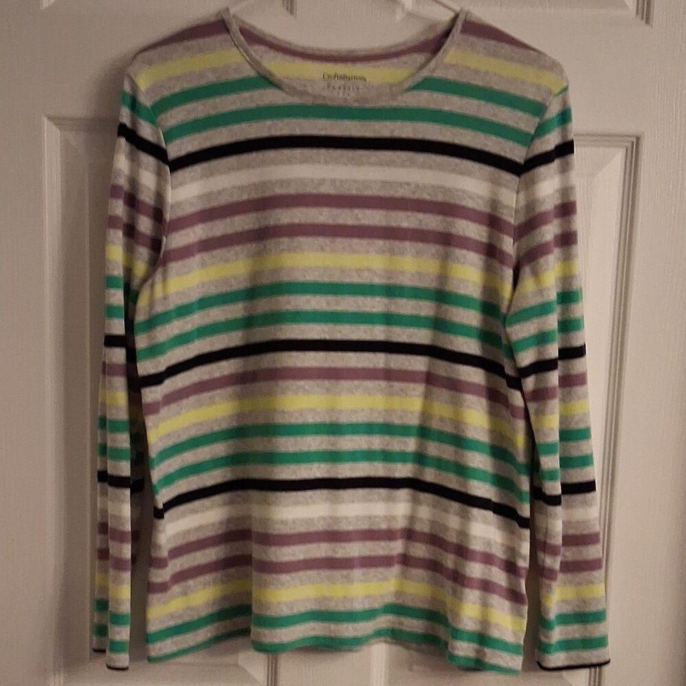 NWOT Croft & Barrow Women's Striped Knit Long Sleeve Tee Size PXL Petites